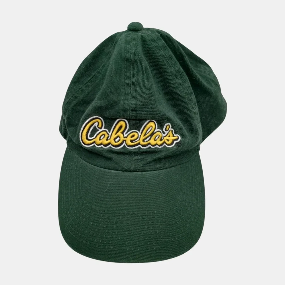 Cabelas Hat Mens Forest Green Strapback Dad Cap Worlds Foremost‎ Outfitter Logo